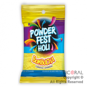 POLVO HOLI COLOR BOMBUCHA PARA LANZAR AMARILLO 10 X 50 GR.